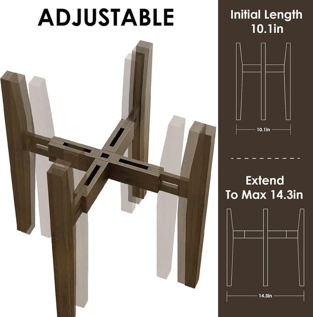 Detalle de Bamworld porta piante da interno/esterno regolabile in bambù per balcone (vaso non incluso)