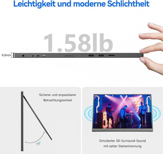 Detalle 2 de Veout 16 Zoll Portable Monitor mit IPS