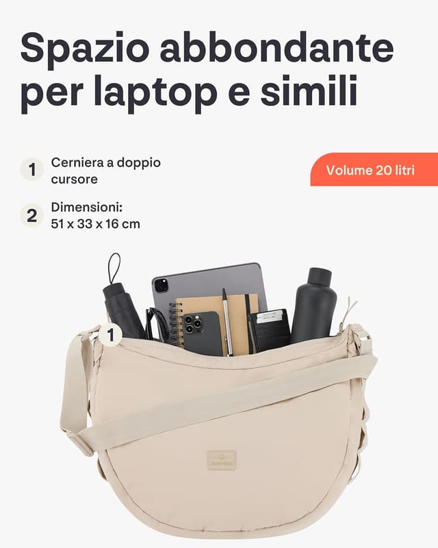 Thumbnail 4 de Johnny Urban Kaia XL Borsa a Tracolla a Mezzaluna in Nylon Puffer Beige (Half Moon)