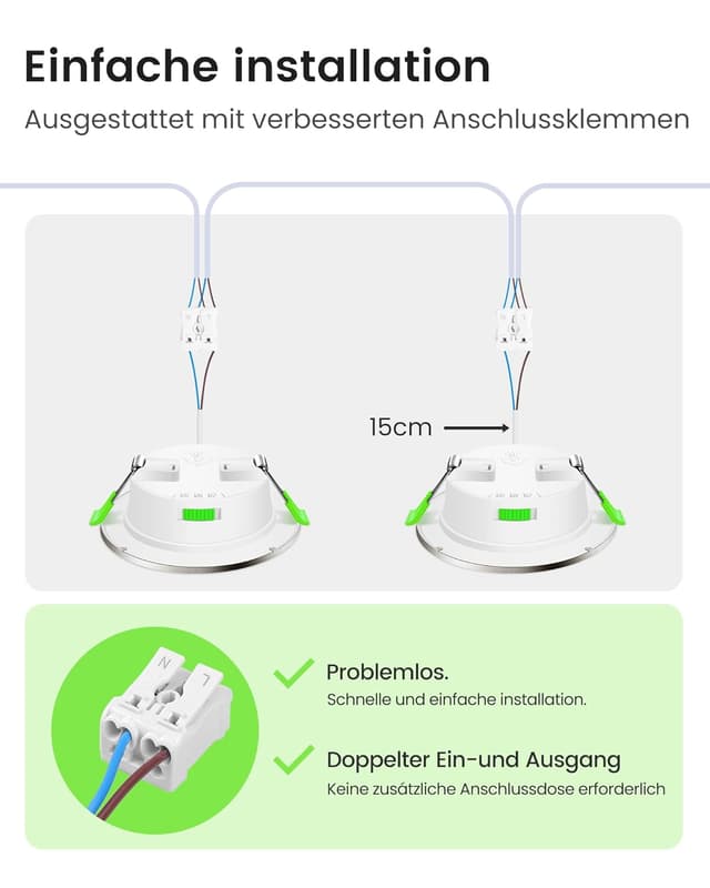 Detalle de ALUSSO LED Einbaustrahler 230V IP44, 4 W dimmbar – 6er Set (Lochmaß 55–68 mm), 3 Farbtemperaturen
