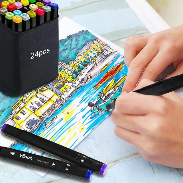 Thumbnail 3 de Autoau Pennarelli doppia punta 24 colori set 🎨