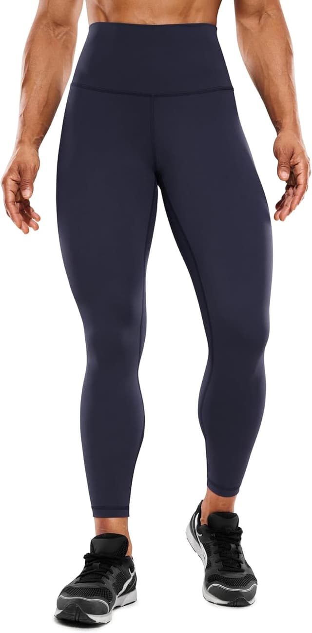 Detalle de CRZ YOGA Donna pantaloni vita alta in compressione con tasche, leggings sportivi 64 cm Blu Navy 48