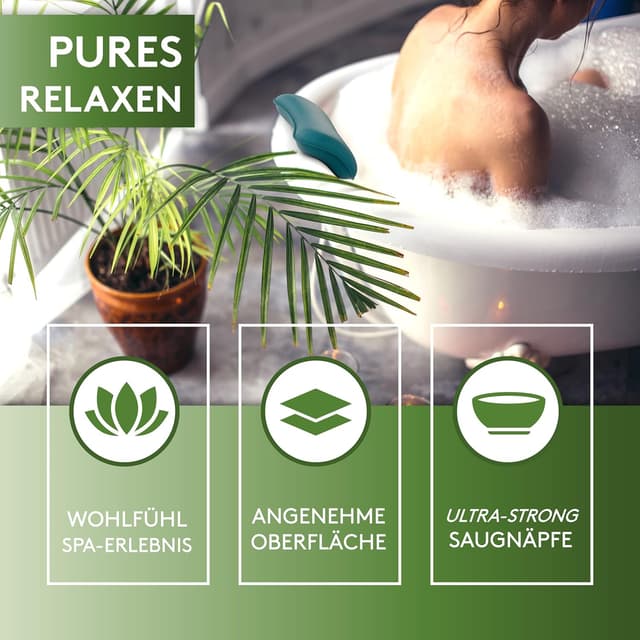 Detalle de SilverRack Premium Badewannenkissen Petrol – Nacken- & Whirlpool-Kopfstütze mit Saugnäpfen