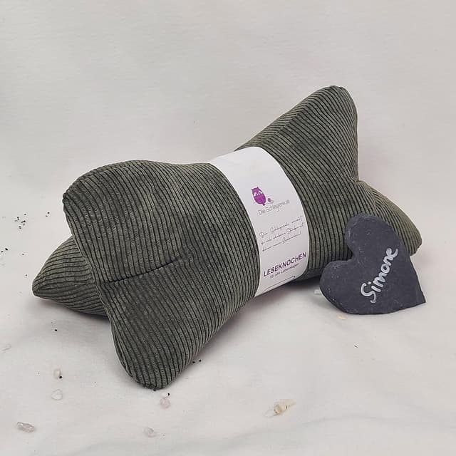 Detalle de Leseknochen Nackenkissen aus Cord – bequem, waschbar & in Deutschland handgefertigt (Cord Jäger)