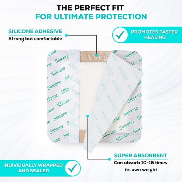 Detalle de MedVance TM Silicone Bordered Silicone Adhesive Foam Dressing, 7"x7" (5"x5" pad), Box of 5