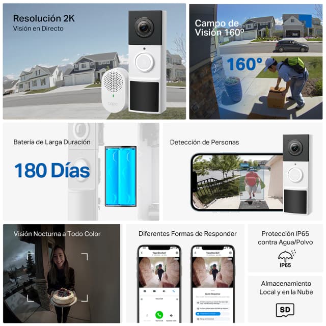 Thumbnail 1 de TAPO D210 Timbre inteligente 2K con visión 160°