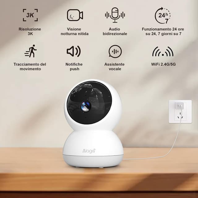 Detalle de Alaga 3K Telecamera WiFi interno 5MP