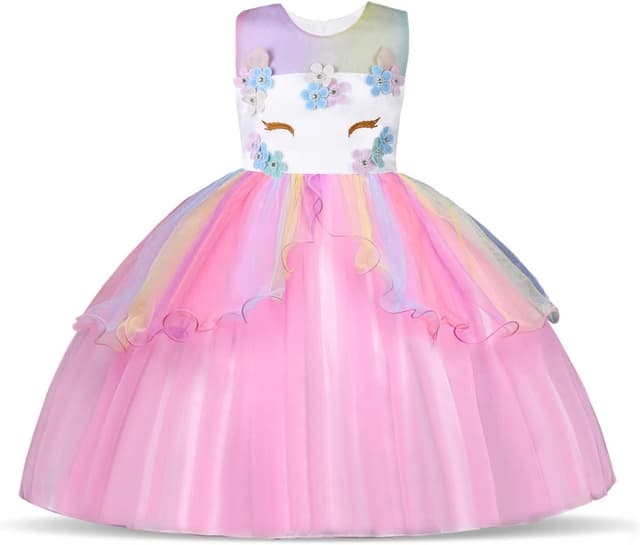 Detalle 2 de URAQT Unicorn Costume Dress for Age 3-10