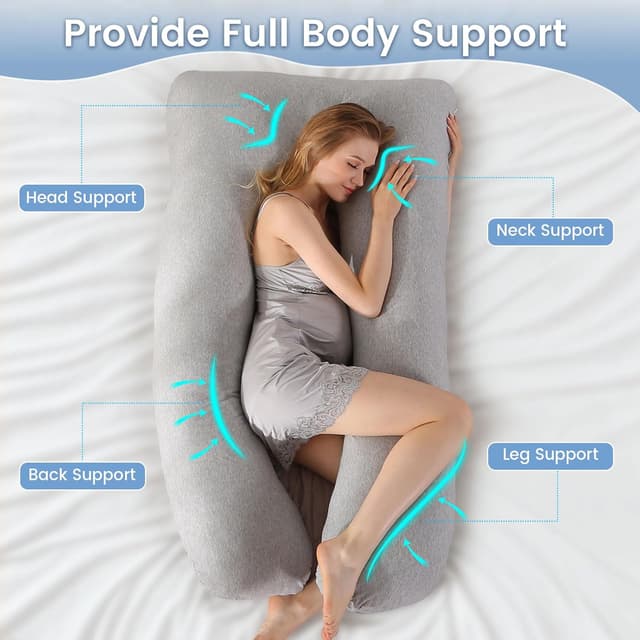 Detalle de SHANNA Schwangerschaftskissen U-Form: Still-, Lager- und Komfortkissen mit gestricktem Baumwollbezug