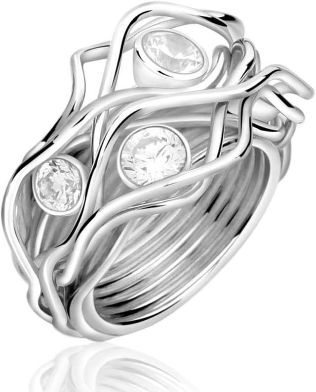 Detalle de Nenalina NenaLina anello in argento Sterling 925 con 3 zirconi bianchi 212234-019