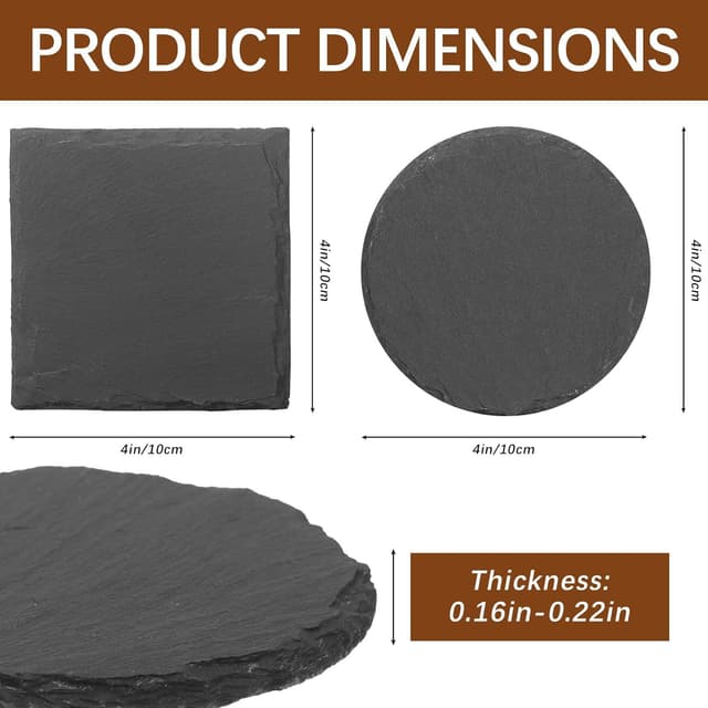 Detalle de DASSNANE Slate Coasters 48 Pack, 4 Inch