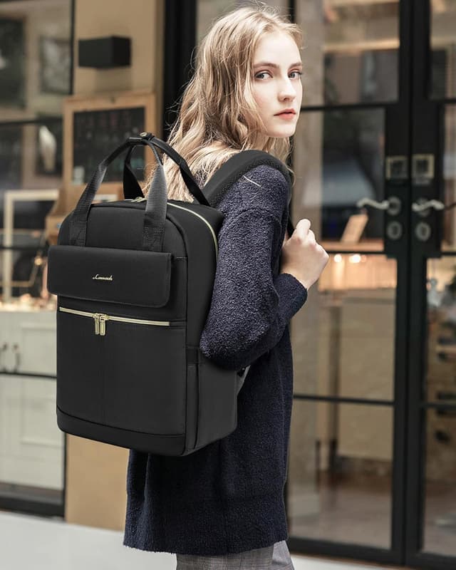 Detalle de LOVEVOOK Women’s Laptop Backpack (17.3 inch) with USB Port, Lightweight Travel Rucksack – Black