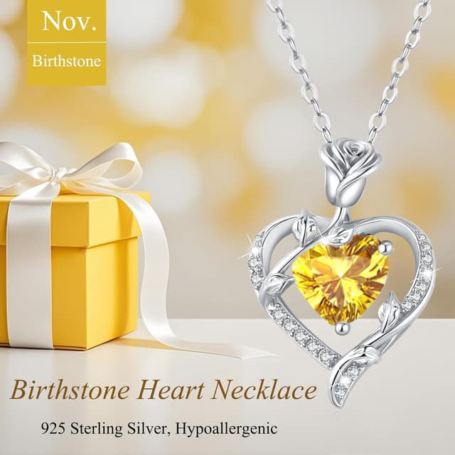 Detalle de Collier cœur en argent 925 MISUMOR avec rose et zirconia 5A