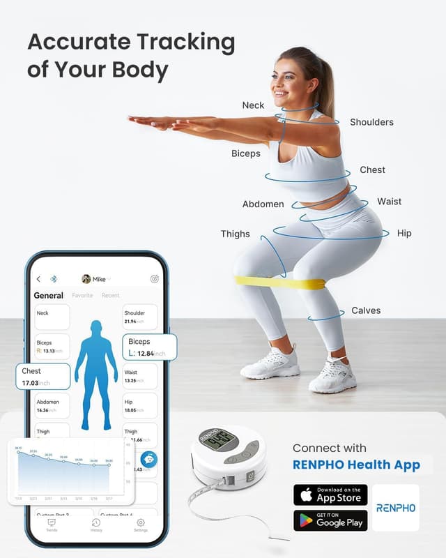 Thumbnail 1 de RENPHO Mètre ruban numérique Bluetooth pour corps