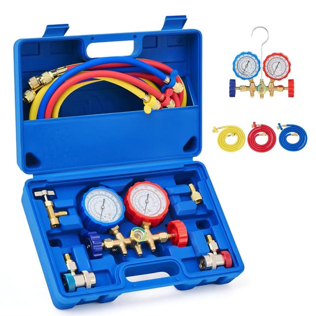 Detalle de Orion Motor Tech 3-Way AC Diagnostic Manifold Gauge Set (R134A, R12, R22, R502) with 5FT Hoses