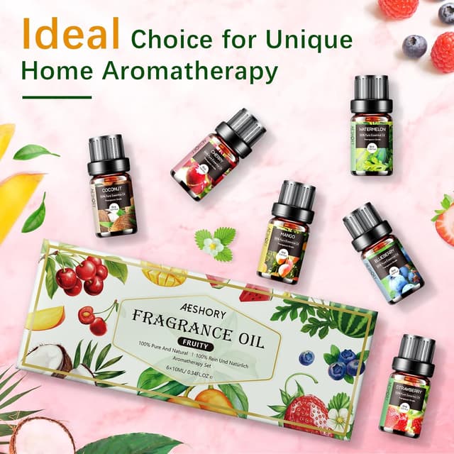Thumbnail 6 de AESHORY 6 x 10ml Fruity Essential Oils Set (Strawberry, Blueberry, Cherry, Coconut, Watermelon, Mango)