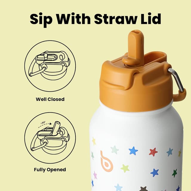 Detalle de bottlebottle BOTTLE BOTTLE Edelstahl-Trinkflasche 1 l mit Strohhalm & Pillenfach (doppelwandig, auslaufsicher)