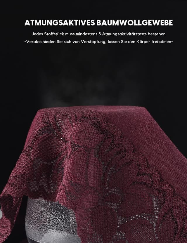 Detalle 2 de ALTHEANRAY Damen Unterhosen aus Baumwolle (6er Pack) mit Spitze, atmungsaktiv & weich