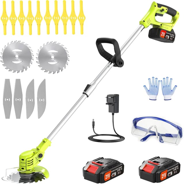 Detalle de Wrneaoch 21V cordless metal blade strimmer with 16 blades (15cm cutting diameter)