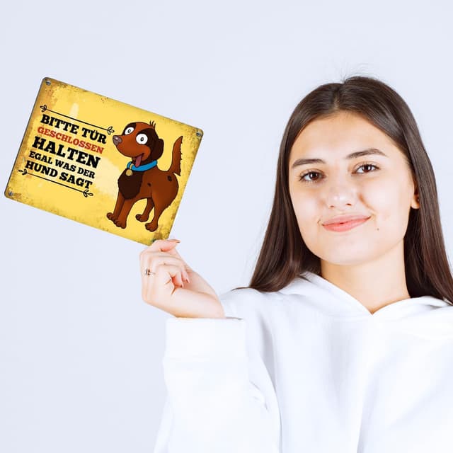 Detalle de trendaffe Metallschild Hunde Motiv 15x20 cm