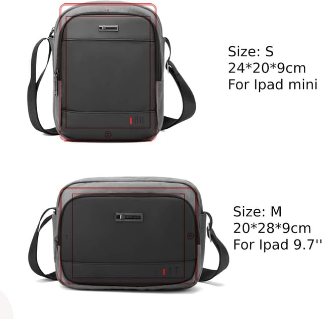 Thumbnail 6 de BAIGIO sac bandoulière homme noir 24 x 20 x 9 cm : pratique pour travail, voyages et sport