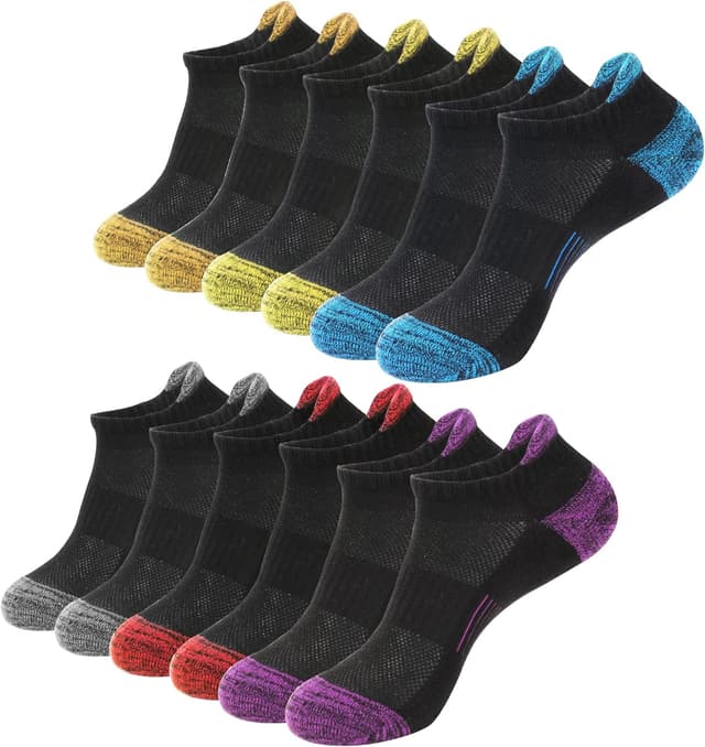 Detalle de BUDERMMY Trainer Socks for Women (6 Pairs) – Cushioned, Breathable Cotton Ankle Sports Socks