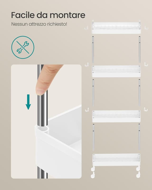 Thumbnail 6 de SONGMICS KSC08WT carrello portaoggetti 4 livelli