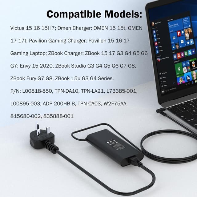 Detalle 2 de HP 200W Laptop Charger for Omen Pavilion