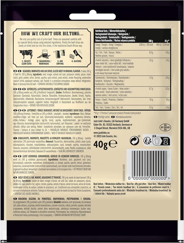 Thumbnail 2 de Jack Link’s Biltong Jerky Original 12 x 40 g