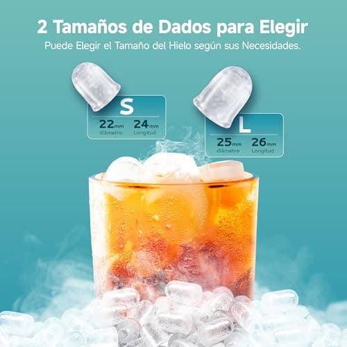 Detalle 2 de EUHOMY máquina de cubitos de hielo pequeña portátil (9 cubos en 6 minutos, hasta 12 kg/día)