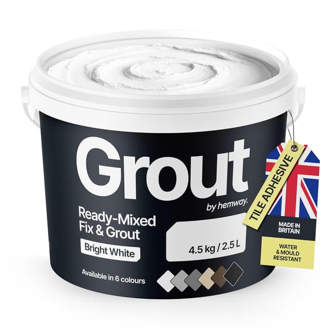 Detalle de Bright White Ready Mixed Grout & Fix (Wall & Tile Adhesive) 4.5kg / 2.5L – water-resistant, anti-mould ready mix