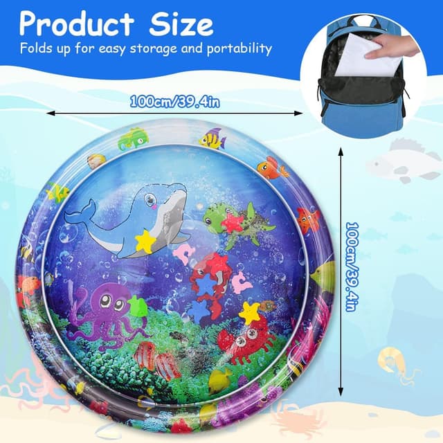 Detalle de Aolso Baby Tummy Time Mat – Inflatable water play mat for infants & toddlers (3 months+)