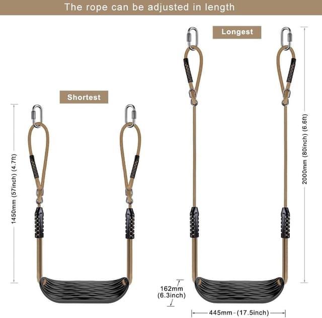 Detalle 2 de SELEWARE Schaukelsitz 2 m verstellbares Seil