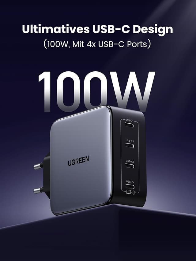Detalle 2 de UGREEN Nexode 100W USB-C Ladegerät mit 4 Ports, GaN