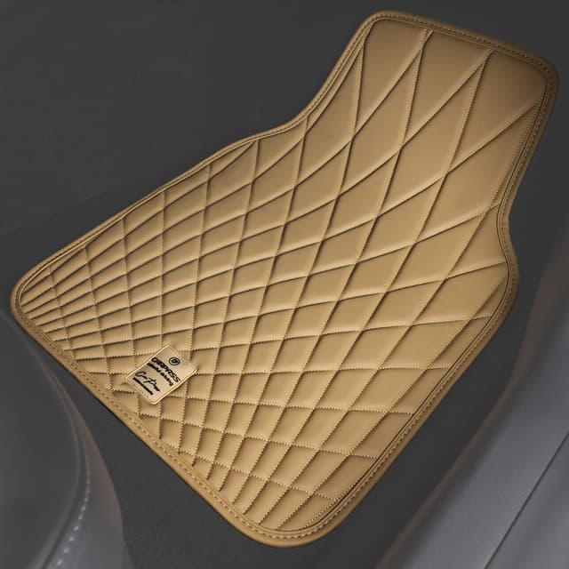 Thumbnail 6 de CAR PASS Luxury Faux Leather Floor Mats (Waterproof, Anti-Slip) — Universal Fit Full Set, 4-Piece Beige