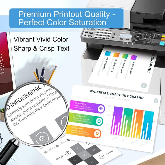 Detalle de Lot de 4 cartouches de toner TK5230 compatibles Kyocera (Noir, Cyan, Jaune, Magenta)