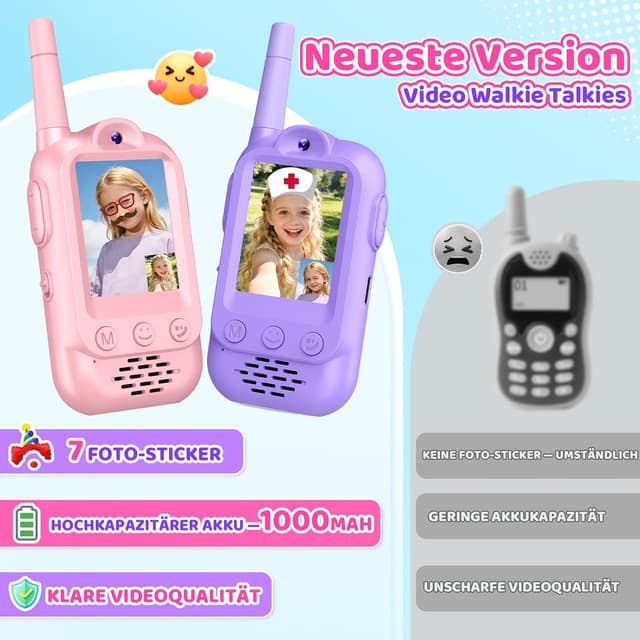 Thumbnail 4 de iKidiki Walkie Talkie Kinder mit Video – videofähiges Funkgerät für Mädchen (ab 3 Jahren)