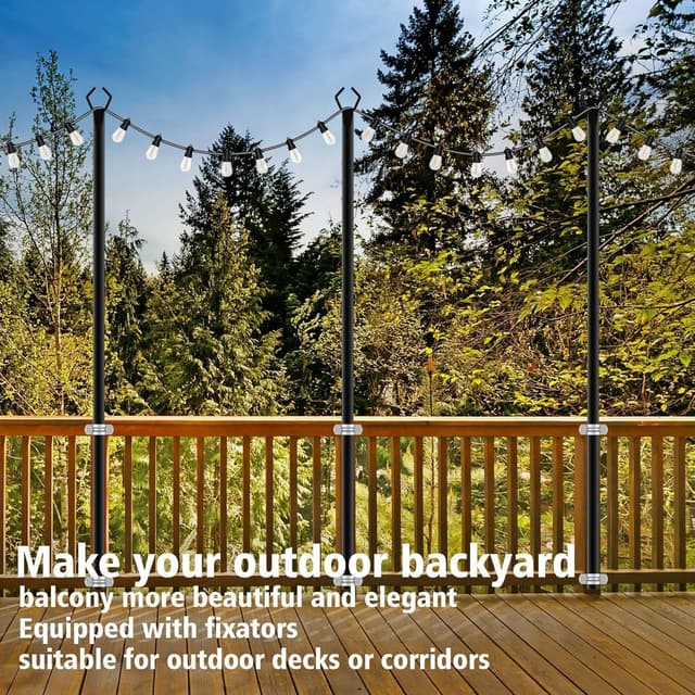 Detalle 2 de AILBTON 10Ft String Light Poles (4-Pack) for Outdoor Fence & Deck Hanging Lights