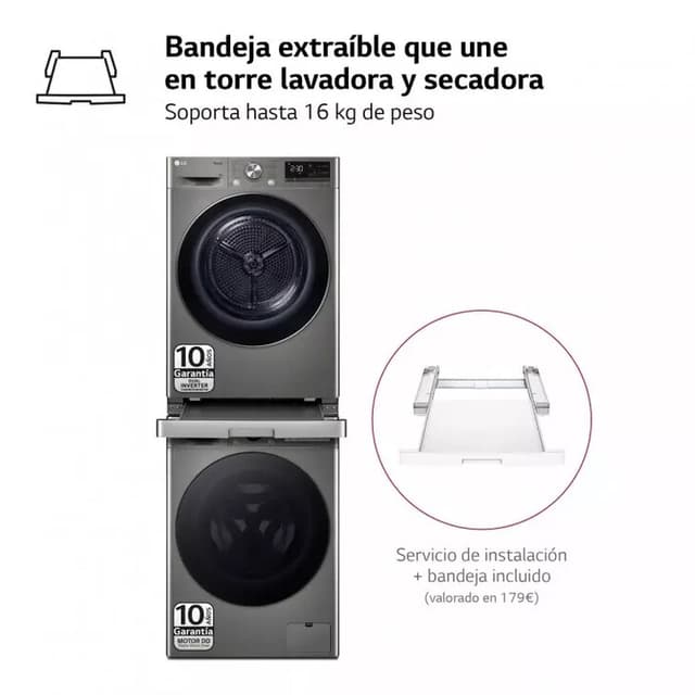 Detalle 2 de TORREINOX99.SET Lavadora y secadora 9 kg, 1.400 rpm