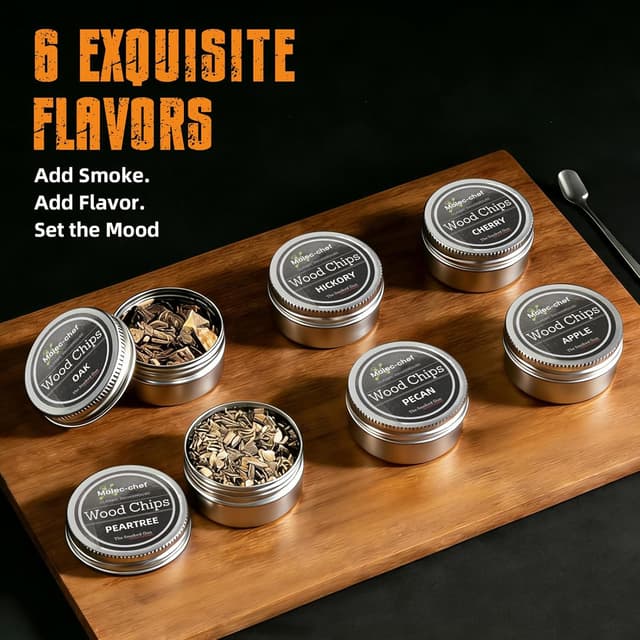 Detalle de Birthday Gifts for Men Whiskey Smoker Kit (No Butane) with Torch, 6 Wood Chip Flavors & Glasses