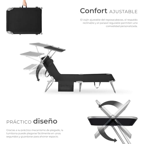 Thumbnail 4 de TecTake® Set de 2 Tumbonas Plegables para Jardín ☂