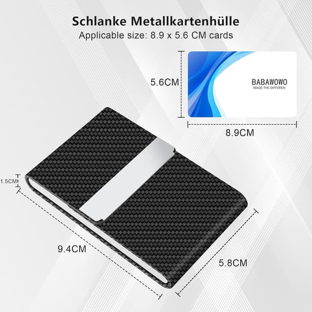 Detalle de BABAWOWO Visitenkartenetui, schlankes PU-Etui