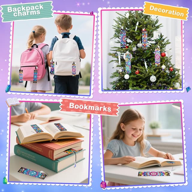 Thumbnail 4 de Diamond Art Bookmark Kit 8pcs for Kids age 6