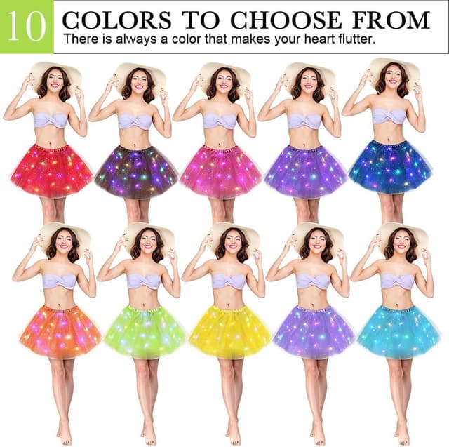 Thumbnail 6 de AYBUY Gonna Tulle LED a 3 strati (tutu luminosa) per Carnevale, Halloween, Natale e feste