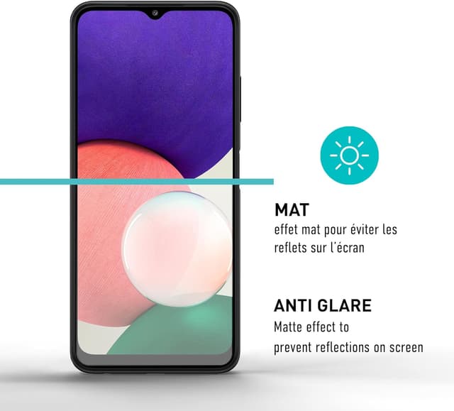 Detalle de smartect Verre Trempé 2 pièces Full Screen mat (9H) pour Samsung Galaxy A22 5G / A22s 5G