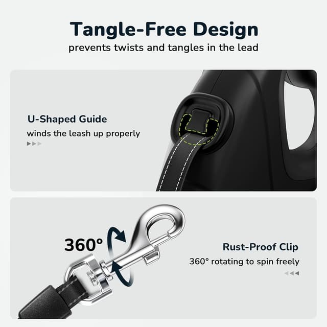 Detalle de Pecute Guinzaglio Retrattile per Cani 10 m fino a 50 kg, con freno rapido e anti-grovigli a 360°