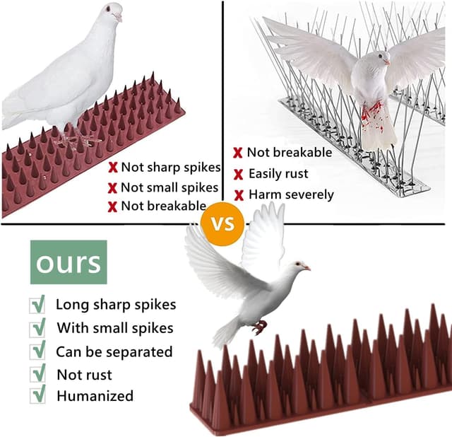 Detalle 2 de Apluskis Upgraded Bird Spikes (Brown) – 20 Pack, 6 m coverage for outdoor anti-bird deterrent