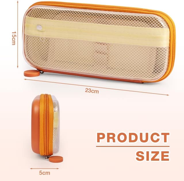 Detalle de Trousse à crayons grande capacité OFFCUP (2 compartiments) imperméable avec autocollants – marron