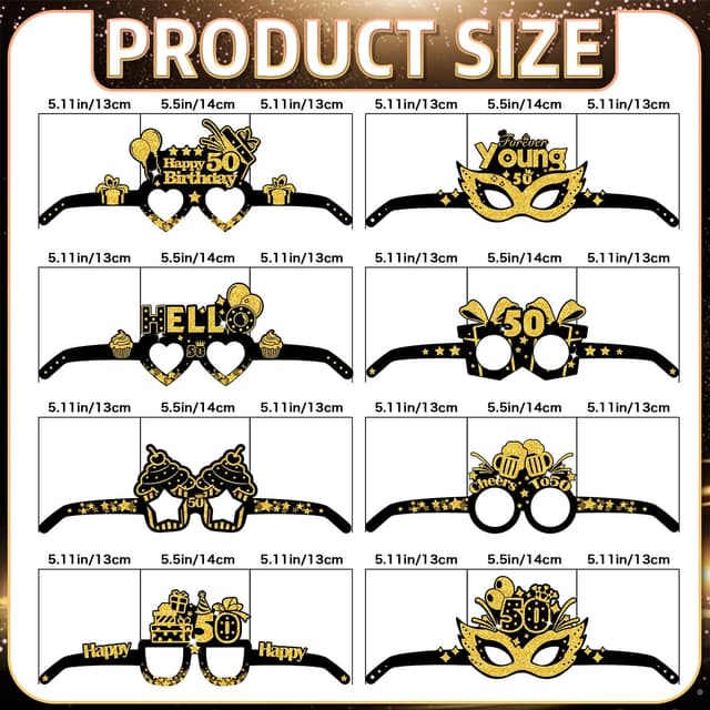 Detalle 2 de COLANANA Birthday Party Glasses Decoration (8-piece set) – fun paper eyeglasses for birthday photo booths