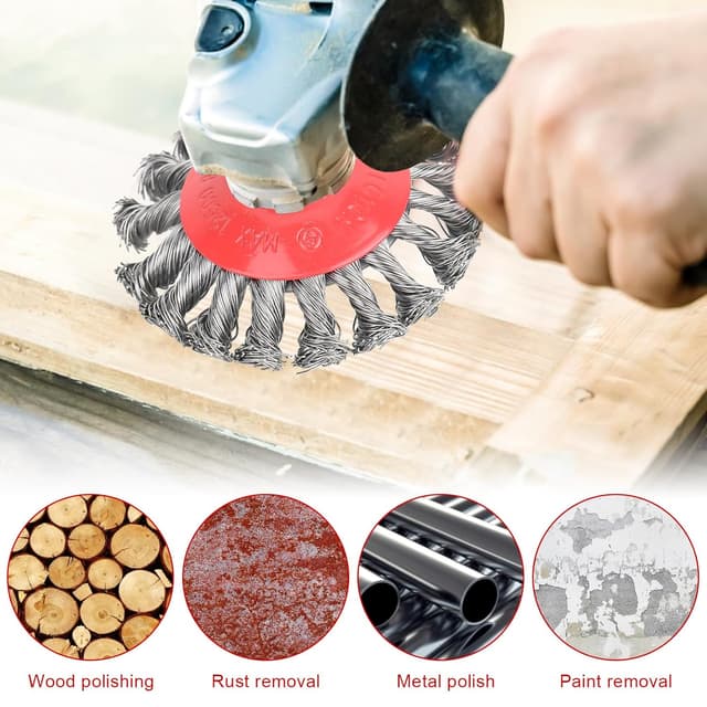 Thumbnail 6 de RUCUDIM Twist Knot Drahtbürsten-Set für Winkelschleifer (M14) – 4-teilig, 75/100 mm